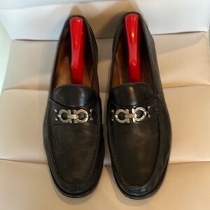 Men's Black Loafers with Silver Accent